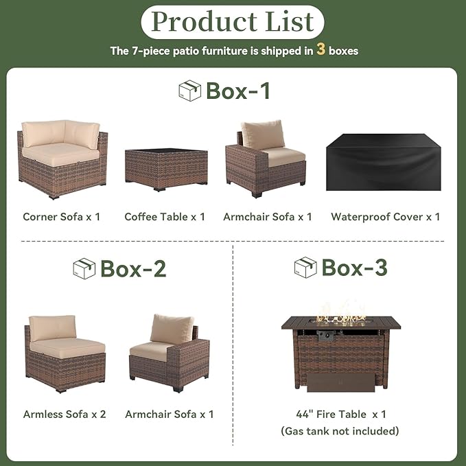 Aoxun 7 Piece Patio Furniture Set - Image 2