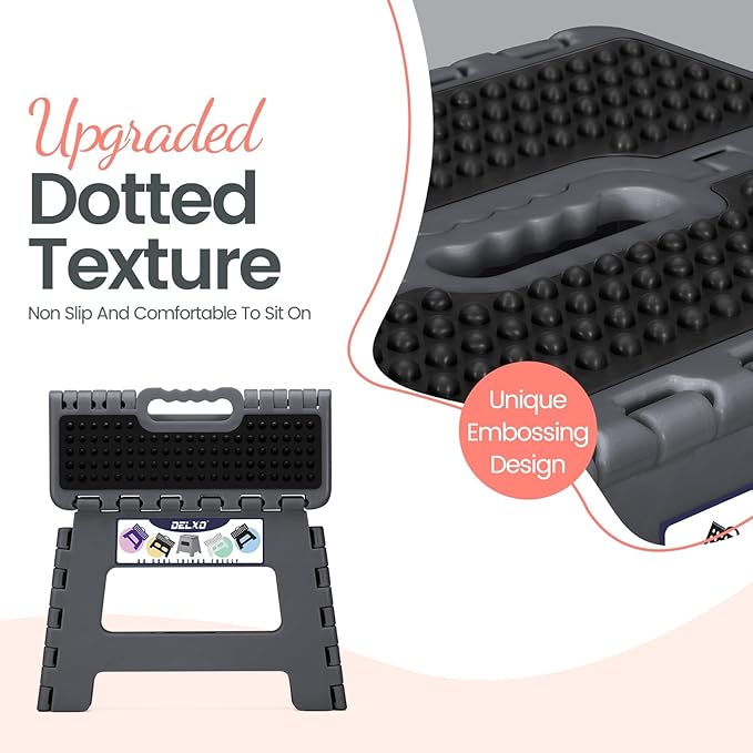 Delxo Folding Step Stool 9 Inch, Non-Slip Foldable Stools - Image 7