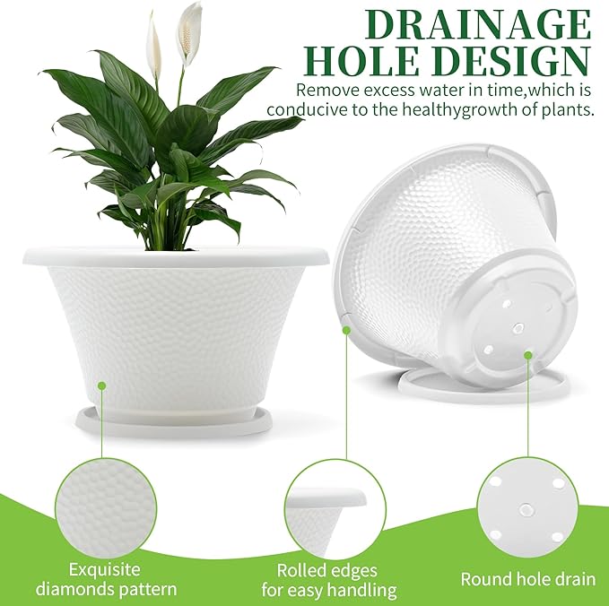 Quarut 12 Inch Plant Pot, 4 Pack Large pots - Image 4