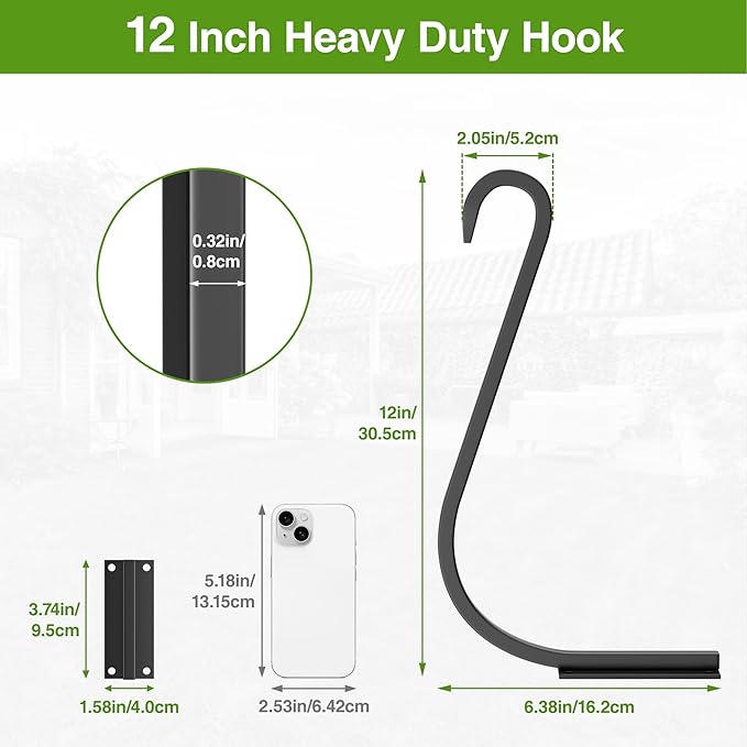 12 Inch 4 Pack Plant Hangers for Indoor/Outdoor Wall Mount - Image 7