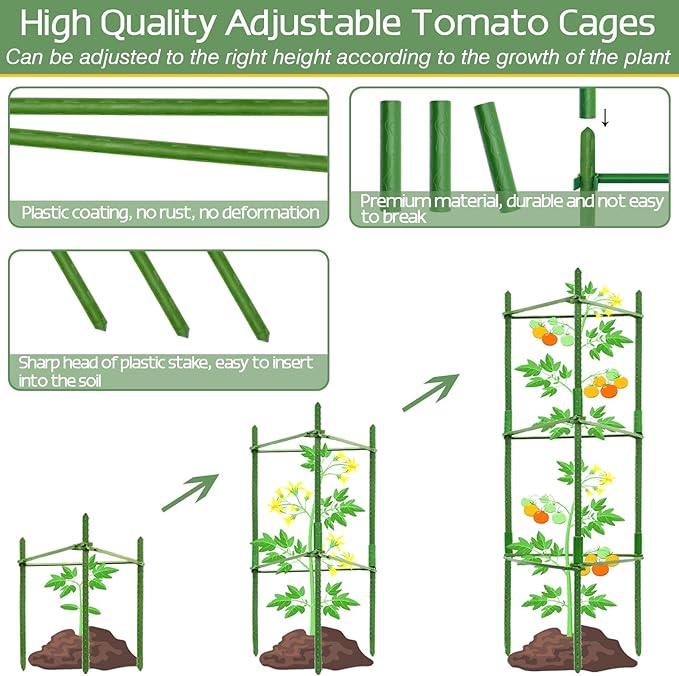 Halatool 2 Pack Tomato Cages for Garden, Garden Stakes Tomato Trellis for Pots - Image 3