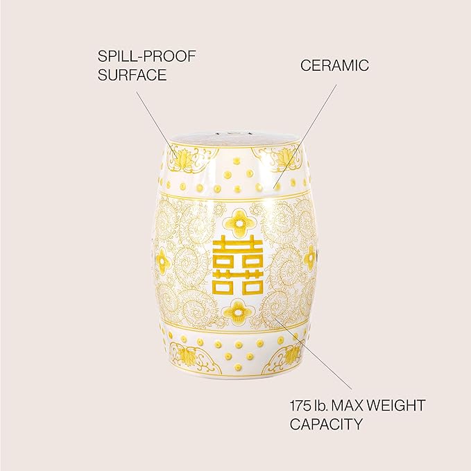 JONATHAN Y TBL1013B Double Happiness 18" Chinoiserie Ceramic Drum - Image 5