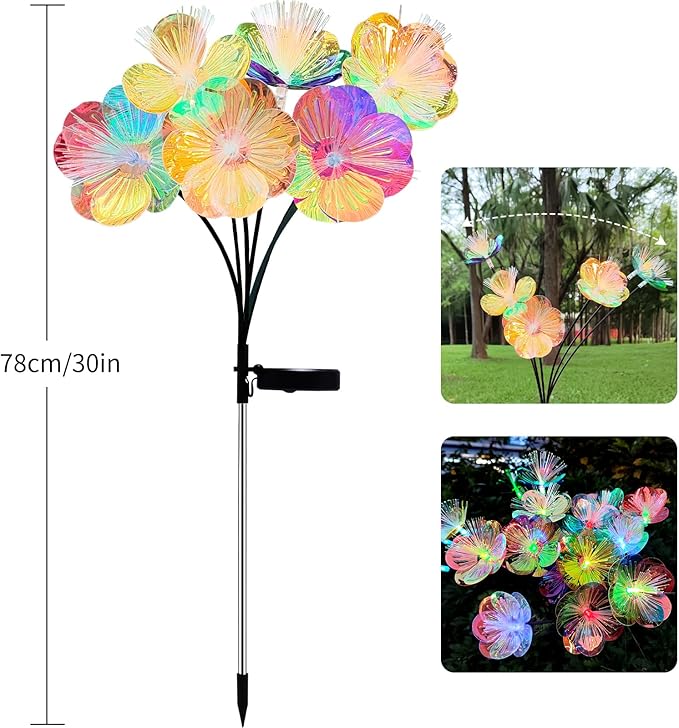 JJGoo 2 Pack Solar Garden Lights, Solar Flower Swaying Light - Image 3