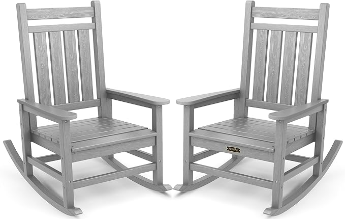 SERWALL Oversized Outdoor Rocking Chair Set of 2, HDPE Rocker by SERWALL