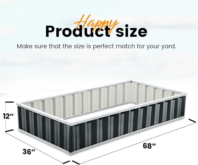KING BIRD Raised Garden Bed 68" x 36" x 12" Galvanized Steel Metal Outdoor - Image 7