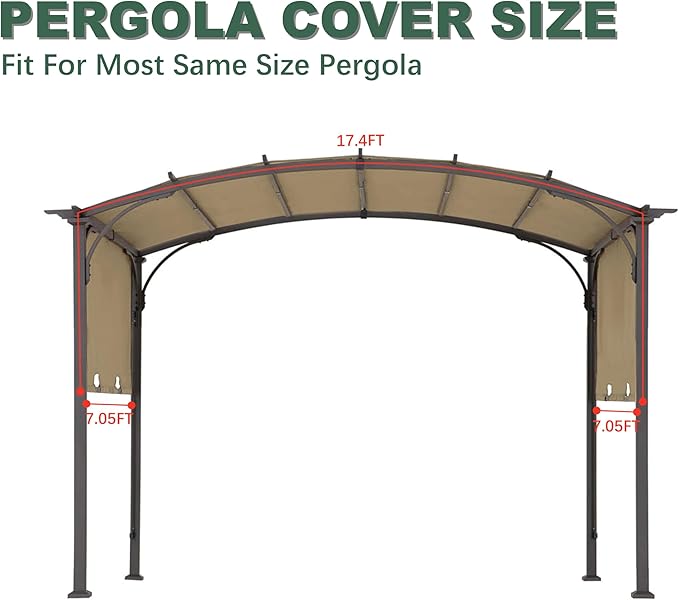 85''x 208'' Universal Doubleton Steel Pergola Replacement Cover - Image 4
