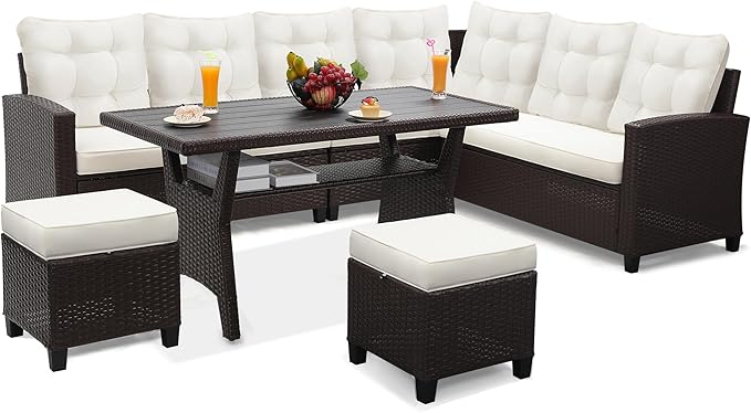KROFEM6-Piece Patio Furniture Set, Outdoor Sectional Sofa by KROFEM