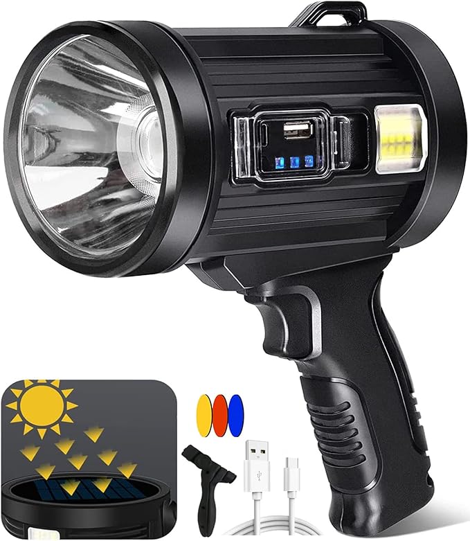 Spotlight 1000000 Lumens, 6 Modes Led Rechargeable Spotlight Flashlight As Seen by JSKNB