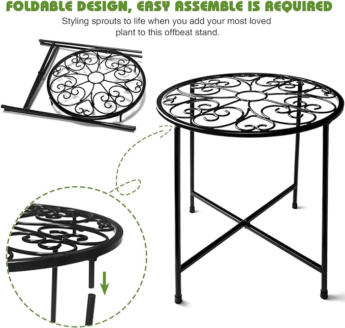 Plant Stand Indoor Outdoor, Round Metal Corner Plant Stand - Image 3