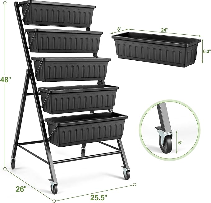 Suyncll Vertical Raised Garden Bed Planter Box, 5 Tiers Vertical Garden Planter - Image 6