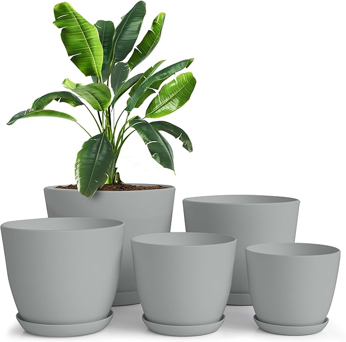 Utopia Home - Plant Pots Indoor - 7/6.6/6/5.3/4.8 Inches Flower Pots by UTOPIAHOME