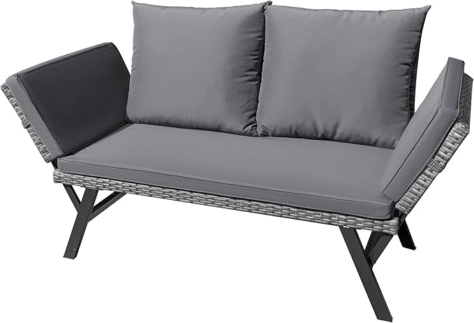 Greesum Outdoor Sofa, Woven Rattan Patio Furniture, Convertible Daybed or by BuynowfromGreesum