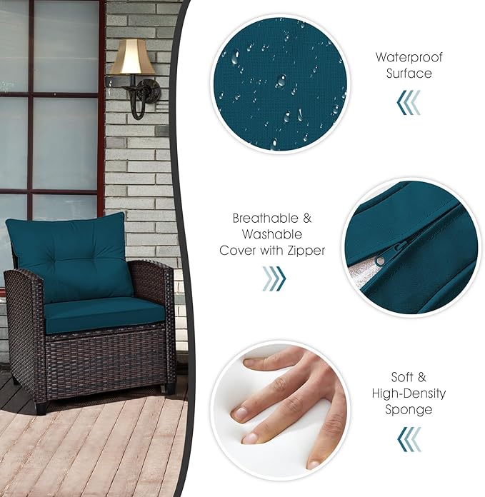 Tangkula 3 Pieces Patio Furniture Set, PE Rattan Wicker 3 Pcs Outdoor Sofa Set - Image 5
