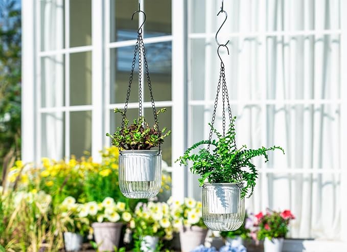 Josteve 4.5 Inch 2 Pcs Self Watering Hanging Planter Indoor Plant Pots Drainage - Image 2