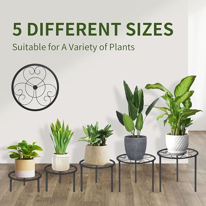 5-piece set of metal plant potted flower racks, heavy-duty flower pot plant - Image 2