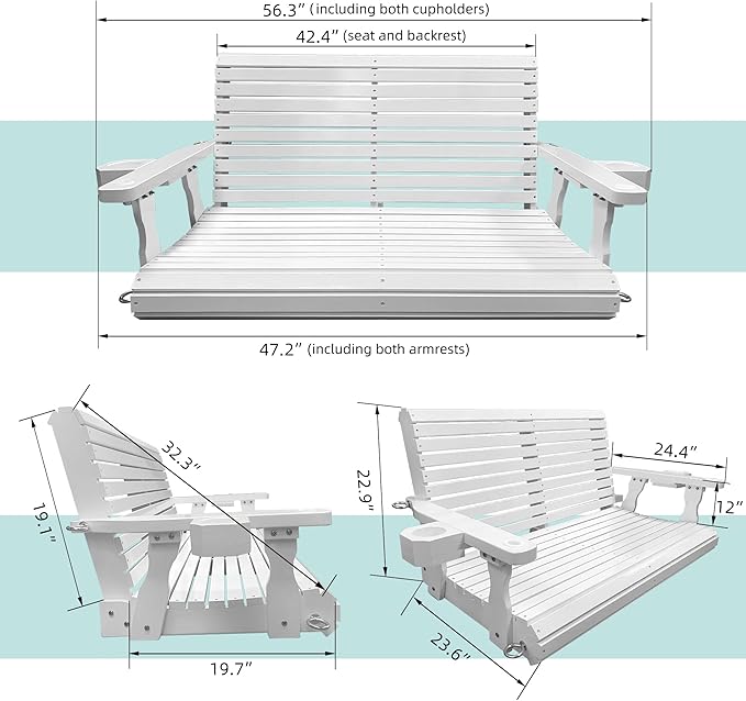 Wooden Porch Swing 2-Seater, Bench Swing - Image 5
