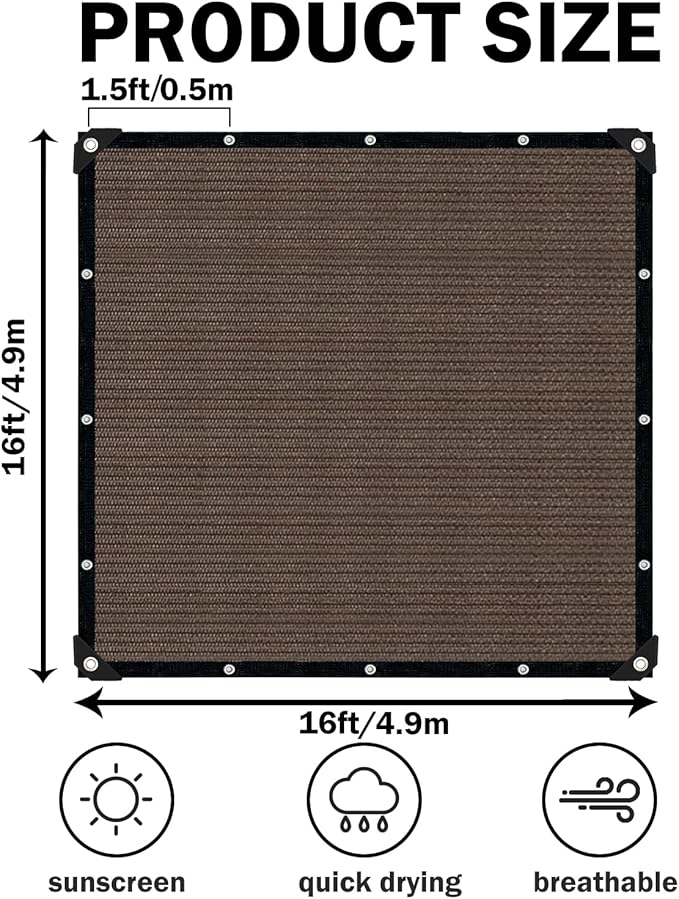 Mocha Sun Shade Cloth, Pergola Shade Cover - Image 2