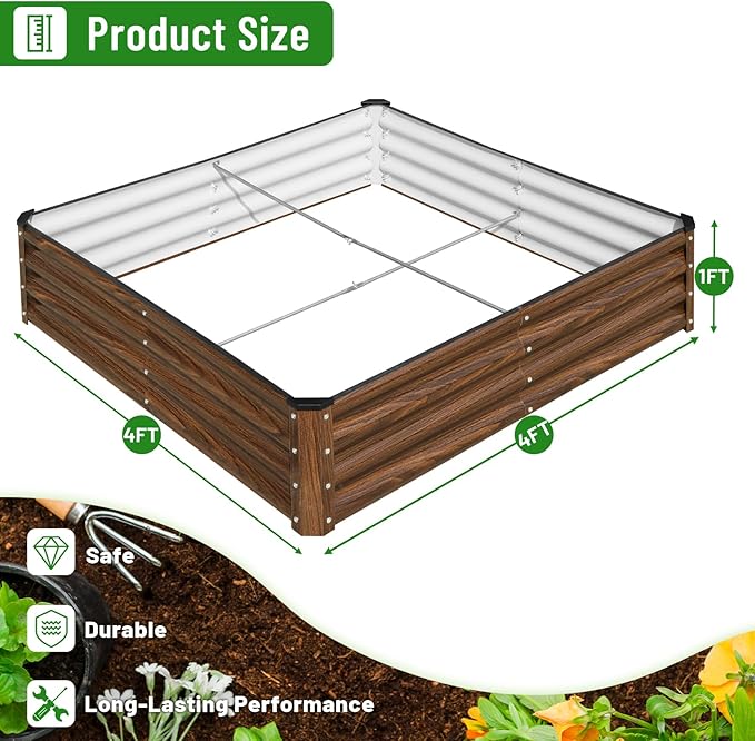 SnugNiture Galvanized Raised Garden Bed 4x4x1FT Outdoor Large Metal Planter Box - Image 2