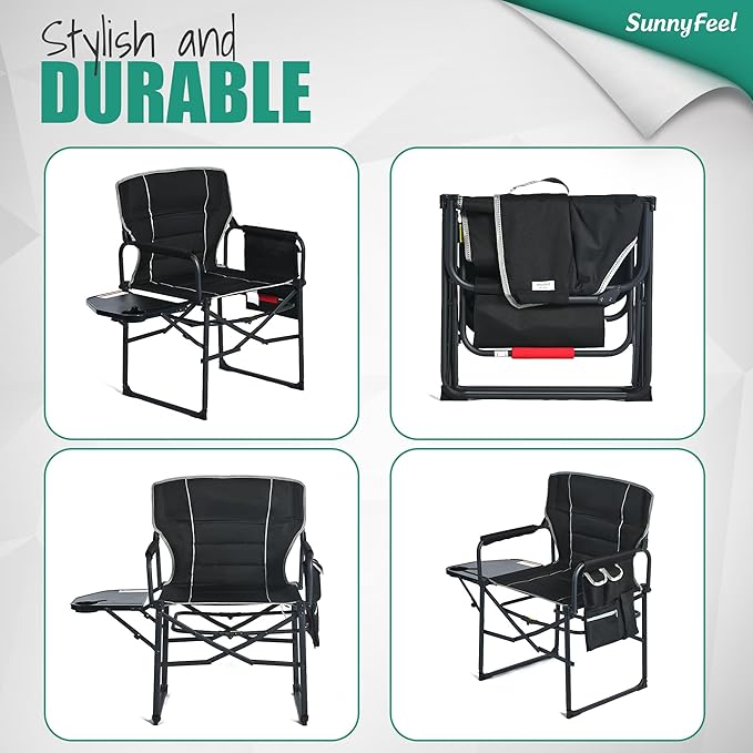 SUNNYFEEL Camping Directors Chair, Heavy Duty, Oversized Portable Folding Chair - Image 7
