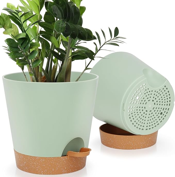 8-Inch Plant Pots, Self-Watering Planters by AFamilyofGardenLovers