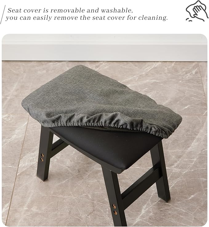 Foot Stool, Bamboo Small Sofa Foot Rest Under Desk, Extra Seating - Image 5