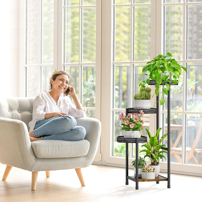 Plant Stand Indoor Outdoor, 4 Tier Metal Flower Pot Shelf Holder Clearance - Image 7