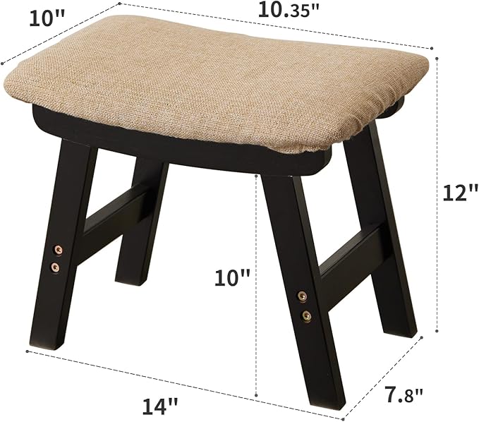 Foot Stool, Bamboo Small Sofa Foot Rest Under Desk, Extra Seating - Image 2