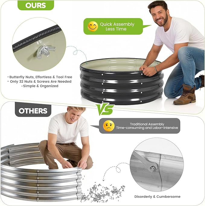 ZORMY Galvanized Raised Garden Bed Outdoor, Round Metal Planter Boxes 2 Pcs - Image 5