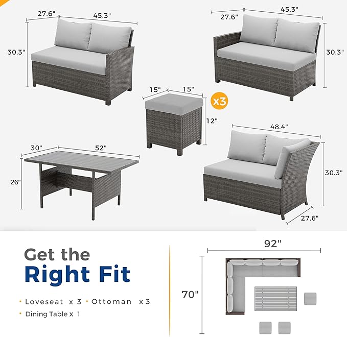 Wisteria Lane 7 Piece Patio Furniture Set, High Curved Back Wicker Patio - Image 7
