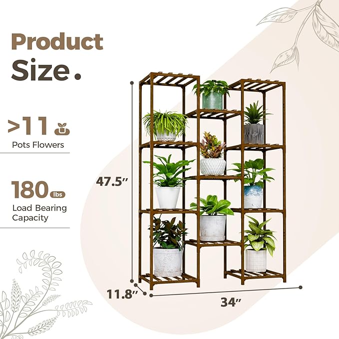 Bamworld Plant Stand Indoor Outdoor Tall Plants Shelf - Image 6