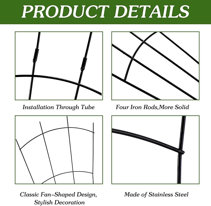 4 Pack 32'' Garden Trellis for Climbing Plants Outdoor Metal Trellis for Potted - Image 5