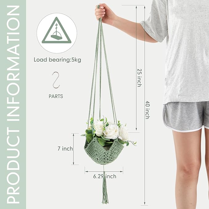 Shappy 1 Pack Jute Crochet Long Plant Hanger - Image 2
