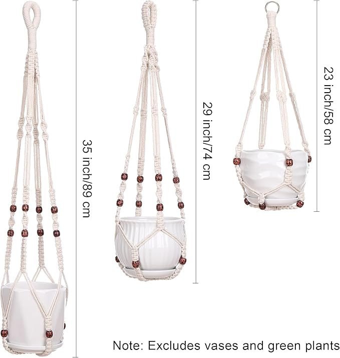 YIBOT 3 Pack Macrame Plant Hangers Indoor Different Size Hanging Planter Basket - Image 2