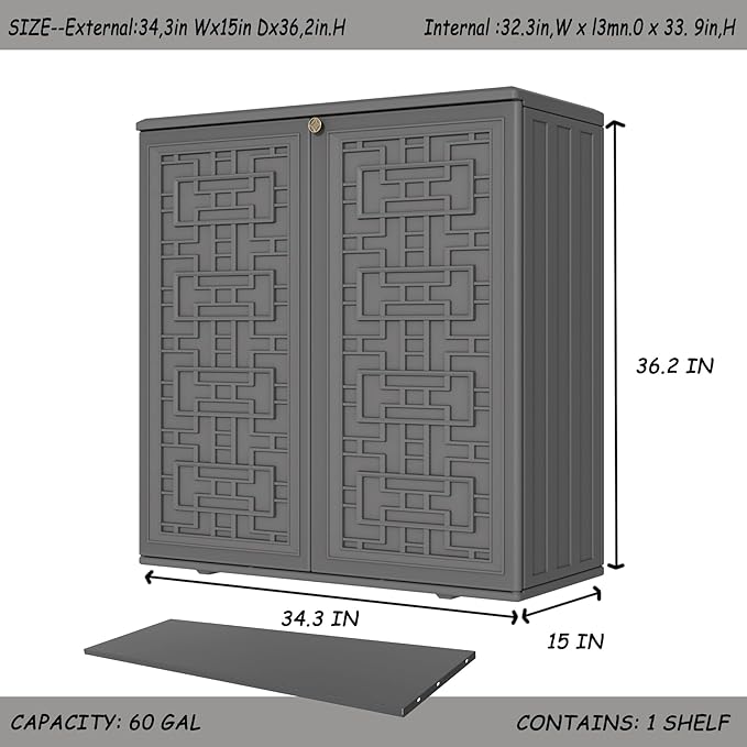 Storage Box Outdoor Caninet, Resin Indoor Storage Box Waterproof Outdoor - Image 4