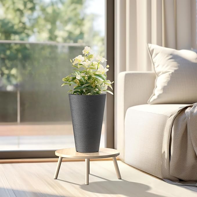 Kante Tall Round Planter Set of 2, 15 Inch Tall Decorative Planter Pots - Image 5
