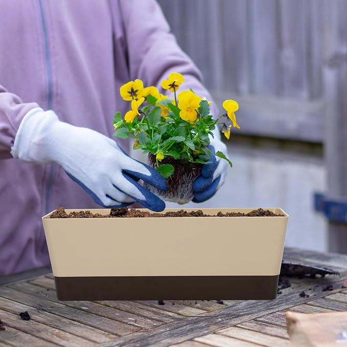 GREANER 6 Pack Window Box Planter, 12x3.8 Inch Rectangle Herb Planter - Image 5