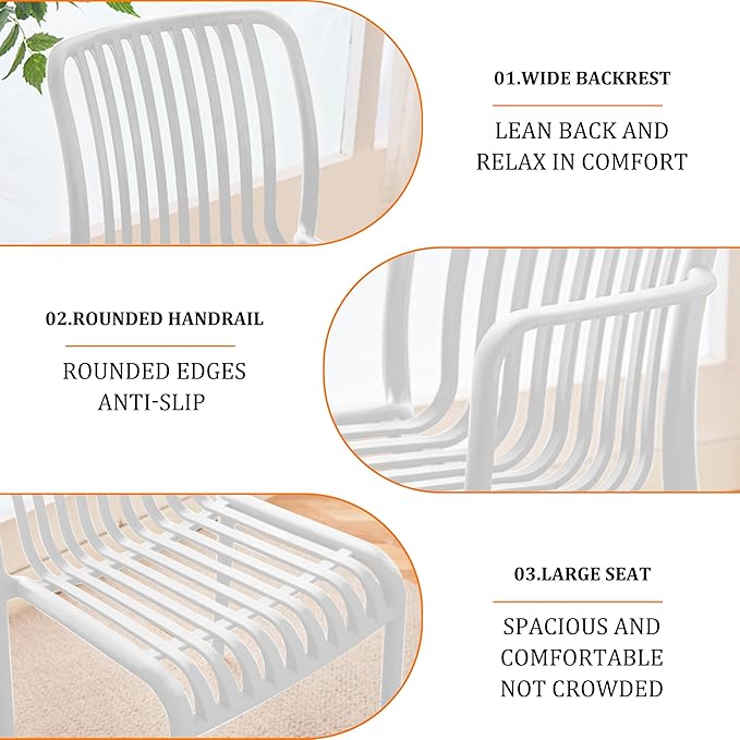 Patio Dining Chairs Set of 4, All-Weather Outdoor and Indoor Stackable Chairs - Image 4