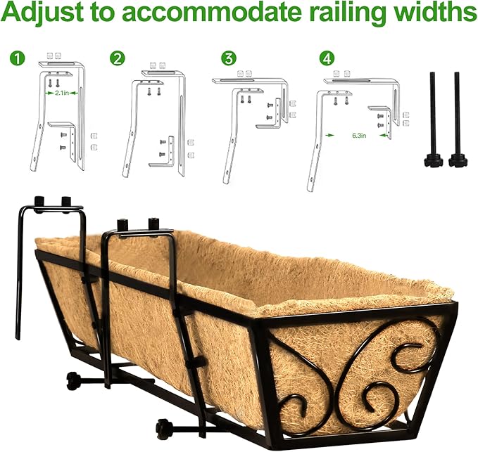 4pcs 30 Inch Window Deck with Coco Liner, Metal Hanging Flower Planter Window - Image 7