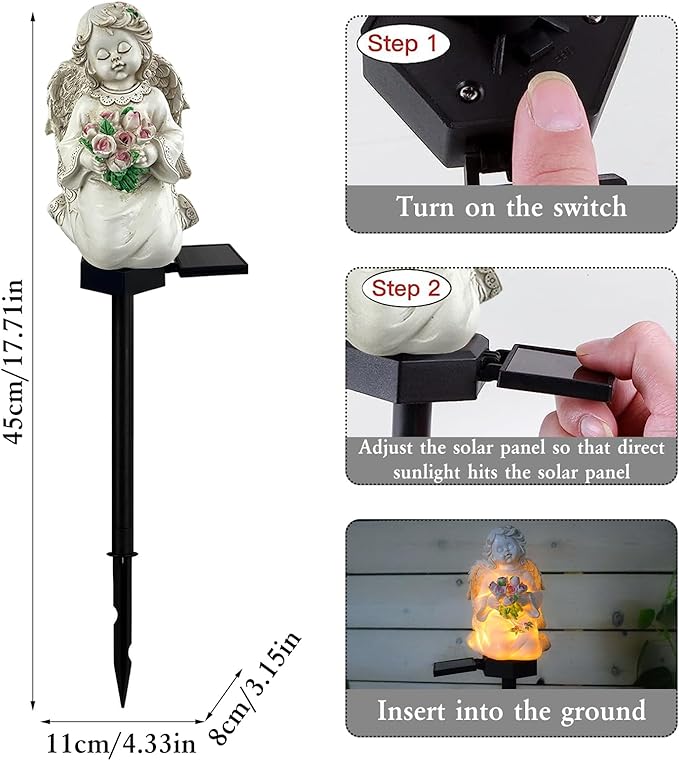 Solar Garden Angel Lights, Waterproof Outdoor Garden Angels Statue Decorations - Image 4