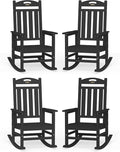 Oversized Outdoor Rocking Chairs Set of 4, High Back Porch Rocker Chair by Suunyn