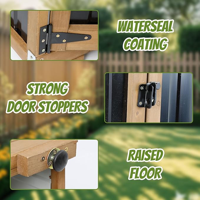 Outdoor Storage Cabinet with Shelf, Wood & Metal Storage Shed with Waterproof - Image 4