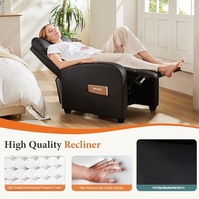 Sweetcrispy Recliner Chair PU Leather Recliner Sofa No Massage, Home Theater - Image 4