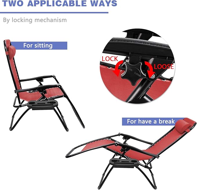 Homall Zero Gravity Patio Folding Lawn Reclining Lounge Chairs Outdoor Gravity - Image 7