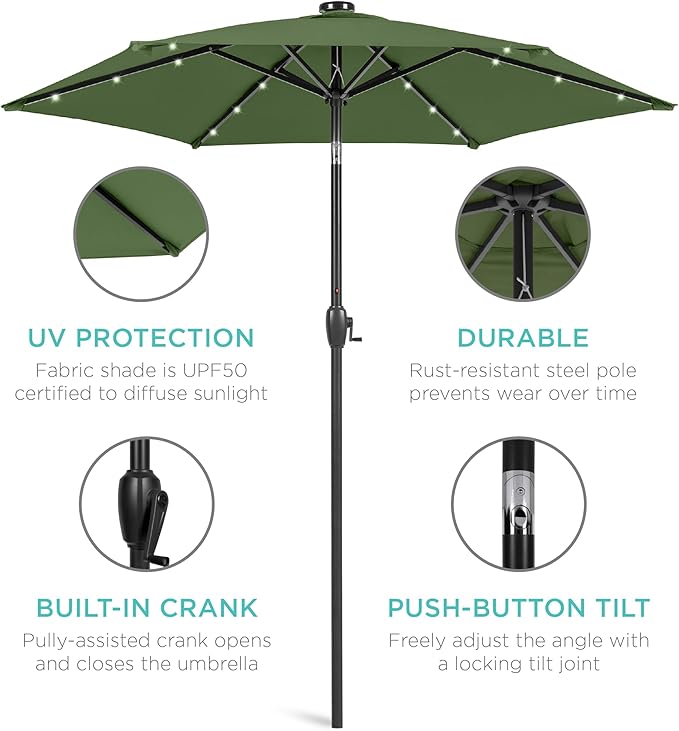 Best Choice Products 7.5ft Outdoor Solar Market Table Patio Umbrella - Image 5