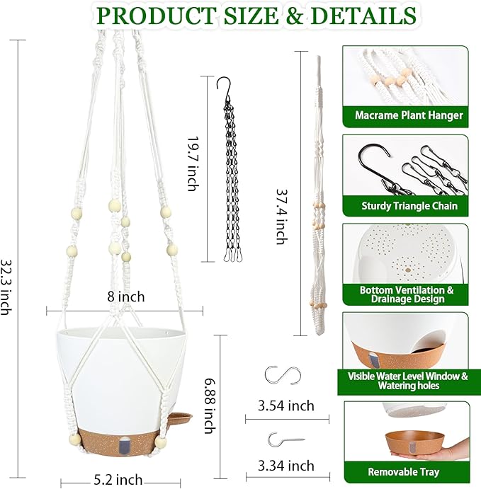 Hanging Planter for Indoor Plants 8 Inch, 2 Pack Hanging Baskets for Plants - Image 4
