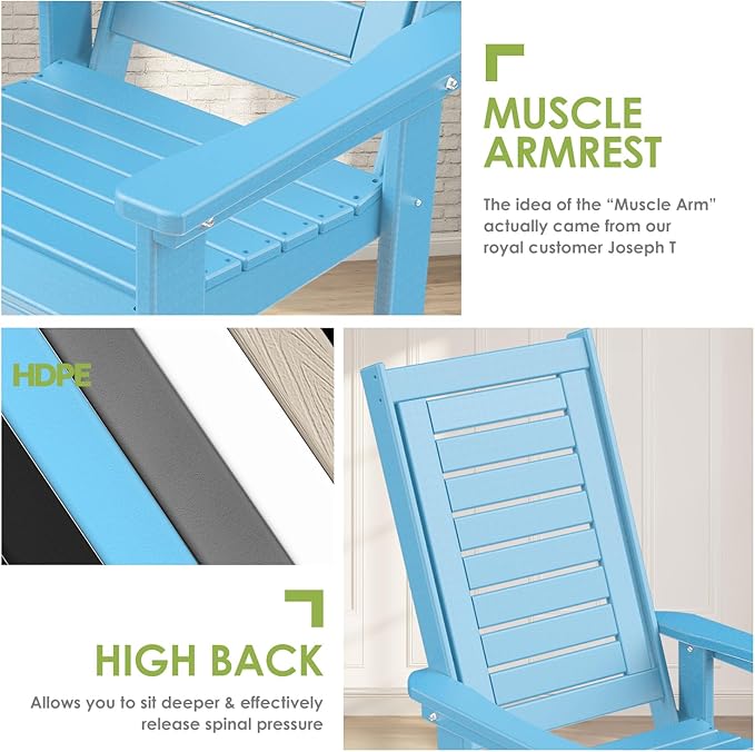 GREENVINES Outdoor Rocking Chairs | Set of 2 | Porch Rocker | HDPE Plastic | - Image 7