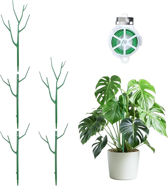 5 Pack Stackable Plant Supports Stakes, Sturdy Garden Trellis by Obralitic
