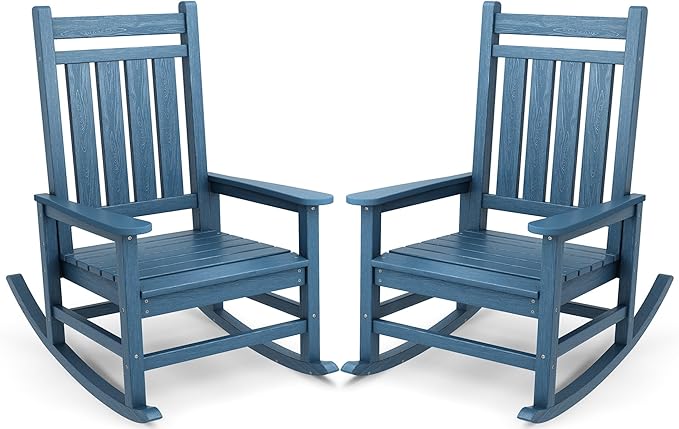 SERWALL Oversized Outdoor Rocking Chair Set of 2, HDPE Rocker by SERWALL