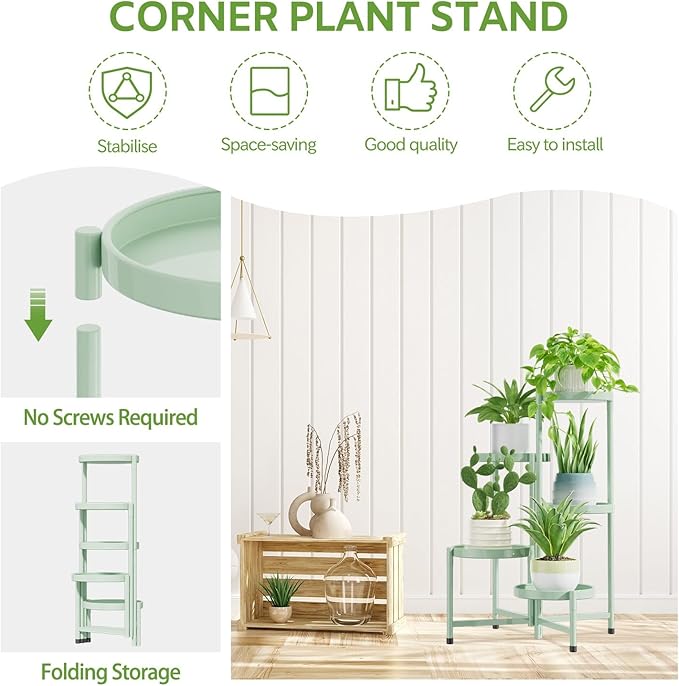 iDavosic.ly 5 Tier Large Plant Stand Indoor, 10 Inch Wide Corner Tall Metal - Image 5