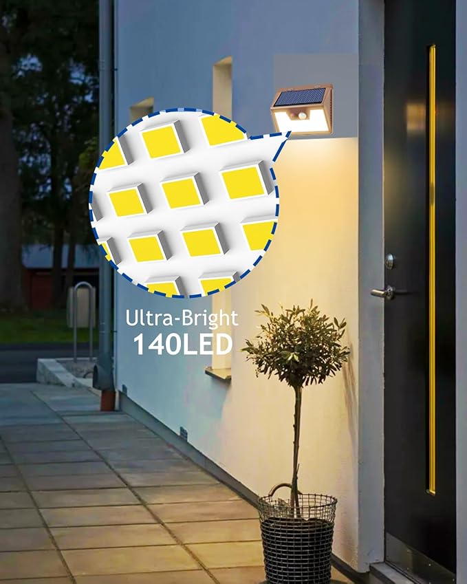Peasur Solar Lights Outdoor Motion Sensor Waterproof, 8 Pack 140LED Brown Solar - Image 2